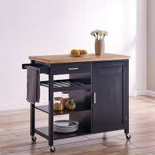 Black kuhnhenn kitchen cart with solid wood top. Belleze Wood Top Multi Storage Cabinet Rolling Kitchen Island Table Cart With Wheels Black Walmart Com Rolling Kitchen Island Kitchen Island Table Kitchen Cart