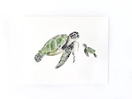 Sea Turtle Mom And Baby Art Print Animal Print Turtle Art Etsy Baby Print Art Turtle Tattoo Turtle Art