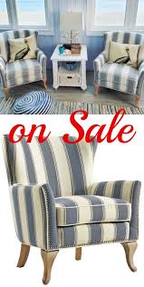 Coastal Upholstered Chairs In Beachy Nautical Fabrics In 2020 Home Decor Upholstered Chairs Upholstered Side Chair
