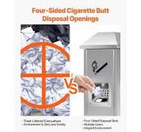 VEVOR Cigarette Ashtray Outdoor – 42.5", 9.7LB, 201 Steel