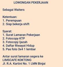 Contoh surat lamaran kerja di cafe dan restoran berwisata kuliner sudah menjadi salah satu pilihan keluarga untuk berkumpul maupun mencari . Contoh Surat Lamaran Kerja Di Cafe Sebagai Waiters Yang Benar