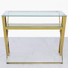 Maybe you would like to learn more about one of these? Plaza Gold Steel Office Desk With A Clear Tempered Glass Table Top Picture Perfect Home