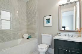 Looking for small bathroom ideas? Gray Glass Tile Shower Transitional Bathroom Cardea Building Co