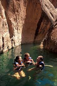 The inflow into lake powell (mostly from the colorado river) was about 10,000 cubic feet per second (75,000 gallons per second) during sarah's swim. Swimming Glen Canyon National Recreation Area U S National Park Service