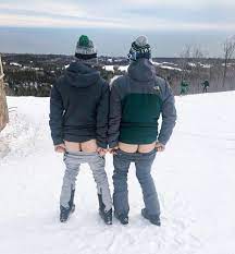 Skiers guys mooning the camera... funny, stupid, or hot? : r/Funnypics