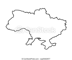 Carte geografiche e mappe per la scuola. Ucraina Mappa Nero Contorno Canstock