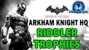 Travel up to the monorail platform near the cemetary, and look for a riddler trophy with a set of coordiantes (2456, 2663). Batman Arkham Knight Arkham Knight Hq All Riddler Trophy Locations Youtube