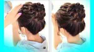 A bun is a type of hairstyle in which the hair is pulled back from the face, twisted or plaited, and wrapped in a circular coil around itself, typically on top or back of the head or just above the neck. Starburst Braid Bun Hairstyle Cute School Braids Hairstyles Youtube