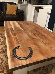 Coffee Table With Horse Shoe Embedded In The Wood Coffee Table Rustic Dining Table Wood Table