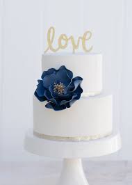Navy And Gold Open Rose Sugar Flower Unique Wedding Cake Etsy Silver Wedding Cake Unique Wedding Cakes Wedding Cake Toppers Unique