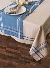 Give your kitchen or casual dining room the look of a provencal farmhouse with the french stripe tablecloth. Dii Nautical Blue French Stripe Tablecloth 60x84 100 Cotton Walmart Com Solid Wood Dining Set Striped Tablecloths Table Cloth