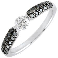 Near black round diamond 0.45ct beauty engagement ring 14k white gold plated. Engagement Rings White Gold 18 Carats Diamond White Diamond Black C2568