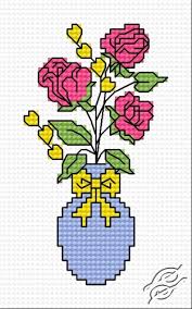 Cross stitch flowers in vase. Roses Ii 00305 By Haftix Patterns