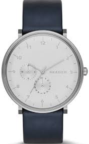 Skagen Watch Hald Mens Bezel Fixed Bracelet Strap Leather Brand Skagen Case Material Steel Case Width 40mm Date Yes Dial Colour Silver Fashion Gender M