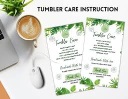 Tumbler Care Cards for Small Businessready to Print Care - Etsy