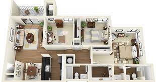 3bedroom 2bath 3d Floor Plan 3d House Plans Small House Floor Plans House Floor Plans