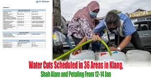 Got back home tired after post night work, water disruption is the last thing i expected. Water Cuts Scheduled In 36 Areas In Klang Shah Alam And Petaling From 12 14 Jan Everydayonsales Com News