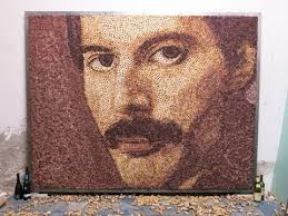 The Queen of Cork Art Freddie Mercury timelapse Portrait of 11.956 recycled  Wine Corks