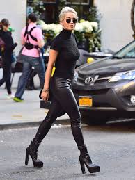 Rita Ora Rita Ora Style Fashion Black Leather Leggings