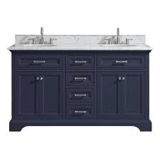 Home Decorators Collection Windlowe 61 In W X 22 In D X 35 In H Bath Vanity In Navy Blue With Carrara Marble Vanity Top In White With White Sink 15101 Vs61c In 2020