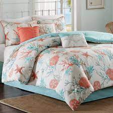 Shop wayfair for all the best king size comforters. Beach Comforter Sets King Size Coral Aqua Reef Comforter Set Bella Coastal Decor
