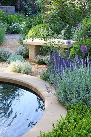 Seating Area Around Pond In Modern Mediterranean Style Garden Water Features In The Garden Cottage Garden Garden Styles