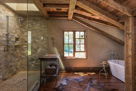 But the last few decades have seen homeowners move from more modest and rustic. Rock Shower With Wall Of Glass Rustikal Badezimmer Sonstige Von Miller Roodell Architects Ltd