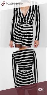 Black And White Striped Short Romper Black White Striped Long Sleeve Romper Clothes Design Fashion Striped Rompers