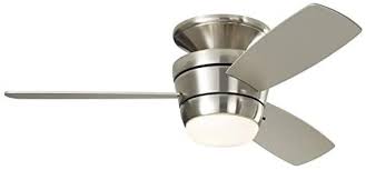 These ceiling fixtures produce a better ambient light effect than flush mount fixtures and are usually the preferred option for living spaces. Harbor Breeze Mazon 44 In Brushed Nickel Flush Mount Indoor Ceiling Fan With Light Kit And Remote 3 Blade Amazon Com
