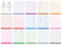 body meridian chart with names and different colors traditional