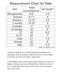 measurement chart size chart for making hats crochet knit