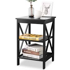 Stylish side table with golden framethis glass side table not only provides you with a stable storage surface on which you can present a vase with magnificent red roses. White Leisure Zone End Table Side Table Sofa Side Table Storage Shelves With 3 Tiers Bedside Table For Living Room Bedroom Kitchen Any Room End Tables Home Kitchen Umoonproductions Com