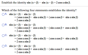 Sin a − sin b. Solved Establish The Identity Sin A B Sin A Cos A Si Chegg Com