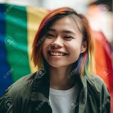 Portrait Of A Beautiful Young Asian Woman With Rainbow Hair Smiling Stock  Photo, Picture and Royalty Free Image. Image 202236082.