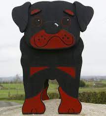 Plantador Del Rottweiler Pintan A Mano Y Hecho A Mano Puede Utilizarse En Interiores Y Al Aire Libre Una Di Perro De Madera Macetas De Madera Arte En Madera