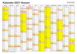 Sie können die kalender auch auf ihrer webseite einbinden oder in ihrer publikation abdrucken. Kalender 2021 Hessen Ferien Feiertage Excel Vorlagen