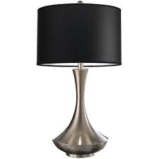 Artiva Aladdin Contemporary 30 In Brushed Steel Compact Fluorescent Table Lamp With Black Shade A21012tb The Home Depot