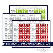 Book Of Mormon Scripture Reading Chart Lds 6 Month Young