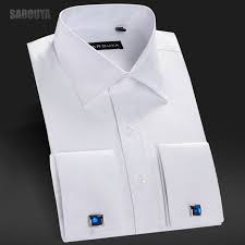 Mens White French Cuff Dress Shirt With Cufflinks Men Shirt Long Sleeve Slim Fit Brand Imported Mens Shirt Dress Cufflinks Men Shirts French Cuff Dress Shirts