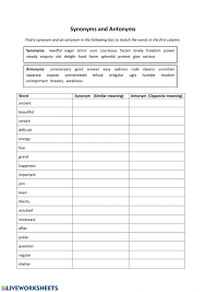 Check spelling or type a new query. Antonyms And Synonyms Worksheet