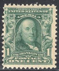 Benjamin Franklin Block Of Four Half-Cent United States Postage Stamps