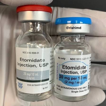 Rishi - Etomidate (Amidate) is an intravenous hypnotic agent most commonly used as an induction agent for general anesthesia. Similar to propofol, it works by potentiating GABA, one of the primary inhibitory