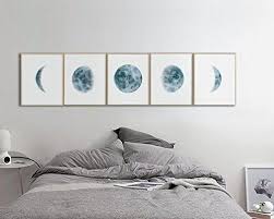 Amazon Com Moon Phases Wall Art Print Bedroom Wall Art Bedroom Wall Decor Moon Phases Prints Set Indigo Art Above Bed Wall Decor Bedroom Bedroom Wall Art