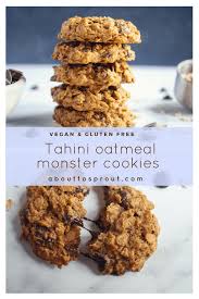 Tahini Oatmeal Monster Cookies Vegan Gluten Free Gluten Free Oatmeal Cookies Vegan Gluten Free Cookies Vegan Cookies