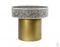 Modern sculpture inspired this contemporary metal round side table. Bone White And Black Inlay Round Side Table From Tov Coleman Furniture