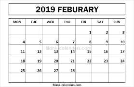 Printable February 2019 Calendar Monday Start Editable Calendar Print Calendar Calendar Template