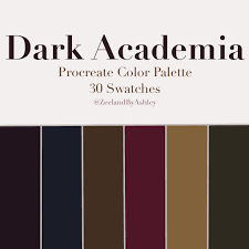 Dark Academia Inspired Procreate Color Palette 30 Swatches Etsy Dark Color Palette Color Palette Light In The Dark