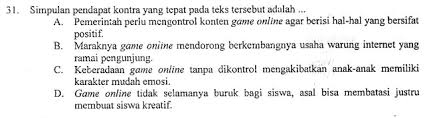 Berikut ini adalah ringkasan materi lengkap dengan contoh soal, kunci jawaban, dan pembahasan ujian nasional bahasa indonesia dengan indikator soal simpulan pendapat pro dan kontra dalam sebuah teks. Contoh Soal Pendapat Kontra Dan Pembahasan Soal Un 2019 Smp Mapel Bahasa Indonesia Zuhri Indonesia