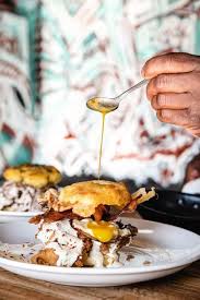 Biscuits And Buns On Banks Menu Preview Debbie Lou S Biscuits Bites Of Bull City Over Easy Eggs Sausage Gravy Buttery Biscuits