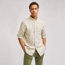 Allthemen chemise homme manches longues homme artistique multicolore tissus de lin,l. Chemise Regular Lin Sable Jules